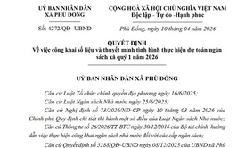 Quyết định Về việc công khai số liệu và thuyết minh tình hình thực hiện dự toán ngân sách xã Phù Đổng Quý 1 năm 2026