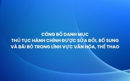 Công bố danh mục thủ tục hành chính được sửa đổi, bổ sung và bãi bỏ trong lĩnh vực văn hóa, thể thao