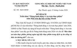 Kế hoạch số 182/KH-UBND ngày 15/4/2026 của UBND xã Đại Thanh về việc triển khai 