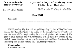Ngày 24 và 25/4, UBND phường Tây Tựu tổ chức Hội nghị phổ biến, tiếp nhận ý kiến của các tổ chức, hộ gia đình, cá nhân về công tác thu hồi đất, GPMB dự án đầu tư Khu Công viên công nghệ số và hỗn hợp