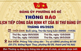 Lịch tiếp công dân định kỳ của đồng chí Bí thư Đảng ủy phường tháng 5/2026