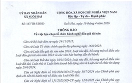 Xã Suối Hai thông báo lựa chọn tổ chức hành nghề đấu giá tài sản
