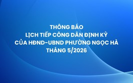Lịch tiếp công dân định kỳ của HĐND-UBND phường Ngọc Hà tháng 5/2026