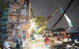 Trắng đêm phá dỡ, giải phóng mặt bằng thi công cầu Trần Hưng Đạo