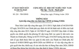 Lịch tiếp công dân của lãnh đạo UBND xã Hưng Đạo tháng 5/2026