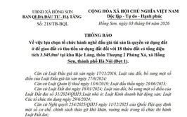Thông báo số 218/TB-BQL ngày 03/4/2026 về việc Về việc lựa chọn tổ chức hành nghề đấu giá tài sản là quyền sử dụng đất 