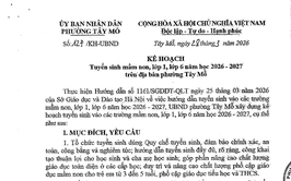Kế hoạch tuyển sinh vào các trường mầm non, lớp 1 và lớp 6 năm học 2026 - 2027 trên địa bàn phường Tây Mỗ