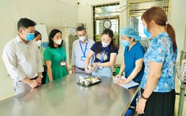 Kiểm tra đột xuất công tác bảo đảm an toàn thực phẩm tại bếp ăn bán trú Trường Tiểu học Trung Hòa và Trường Tiểu học Trường Yên