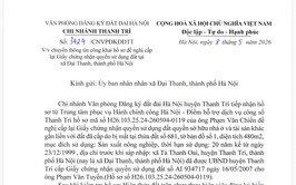 Công văn của Văn phòng đăng ký đất đai chi nhánh Thanh Trì