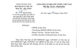 TỔ CHỨC CÔNG KHAI XIN Ý KIẾN VỀ TÌNH TRẠNG ĐẤT Ở, NHÀ Ở KHÁC NGOÀI THỬA ĐẤT THU HỒI ĐỂ THỰC HIỆN CÔNG TÁC GIẢI PHÓNG MẶT BẰNG DỰ ÁN VÀNH ĐAI THỊ TRẤN SÓC SƠN, HUYỆN SÓC SƠN