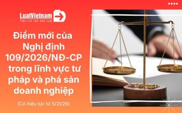 4 điểm mới của Nghị định 109/2026/NĐ-CP trong lĩnh vực tư pháp và phá sản doanh nghiệp