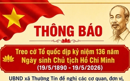 Thông báo treo cờ Tổ quốc dịp kỷ niệm 136 năm Ngày sinh Chủ tịch Hồ Chí Minh