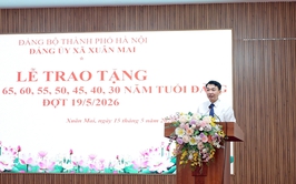 Xuân Mai: 60 đảng viên cao niên vinh dự được nhận huy hiệu Đảng đợt 19/5/2026