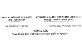 Thông báo thay đổi địa điểm tổ chức phiên đấu giá