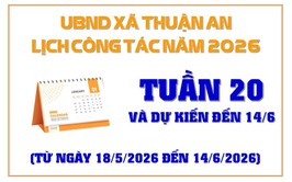 Lịch công tác tuần 20 - dự kiến đến 14/6 của UBND xã