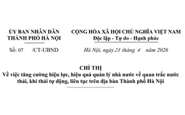 Chỉ thị 07/CT-UBND của Ủy ban nhân dân Thành phố Hà Nội về việc tăng cường hiệu lực, hiệu quả quản lý Nhà nước về quan trắc nước thải, khí thải tự động, liên tục trên địa bàn Thành phố Hà Nội