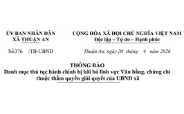 Danh mục thủ tục hành chính bị bãi bỏ lĩnh vực Văn bằng, chứng chỉ thuộc thẩm quyền giải quyết của UBND xã
