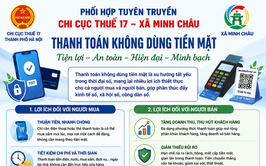 Xã Minh Châu phối hợp với Chi cục Thuế cơ sở 17 tuyên truyền về lợi ích của việc thanh toán không dùng tiền mặt.