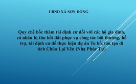 Quy chế bốc thăm tái định cư đối với các hộ gia đình, cá 
nhân bị thu hồi đất phục vụ công tác bồi thường, hỗ trợ, tái định cư để thực hiện dự án Tu bổ, tôn tạo di tích Chùa Lại Yên (Nhạ Phúc Tự)