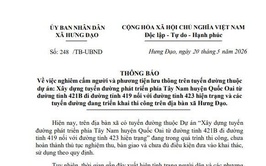 Thông báo về việc nghiêm cấm người và phương tiện lưu thông trên một số tuyến đường