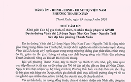 Lời cảm ơn chân thành từ Đảng ủy - HĐND - UBND - UB MTTQ Việt Nam phường Thanh Xuân gửi tới Nhân dân