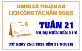 Lịch công tác tuần 21 - dự kiến đến 21/6 của UBND xã