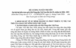 Đề cương tuyên truyền Đại hội đại biểu toàn quốc Hội Nông dân Việt Nam lần thứ IX, nhiệm kỳ 2026-2031