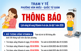 THÔNG BÁO LỊCH UỐNG BỔ SUNG VITAMIN A VÀ CÂN, ĐO ĐỢT 1 NĂM 2026