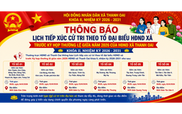 THÔNG BÁO Lịch tiếp xúc cử tri theo Tổ đại biểu HĐND xã trước Kỳ họp thường lệ giữa năm 2026 của HĐND xã Thanh Oai Khóa II, nhiệm kỳ 2026-2031