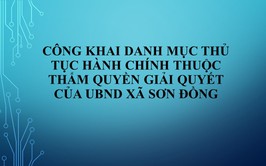 Công khai danh mục thủ tục hành chính thuộc thẩm quyền giải quyết của UBND xã Sơn Đồng
