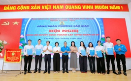 CÔNG ĐOÀN PHƯỜNG CẦU GIẤY TỔ CHỨC HỘI NGHỊ CÔNG BỐ QUYẾT ĐỊNH THÀNH LẬP 09 CÔNG ĐOÀN CƠ SỞ