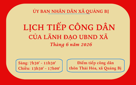 Lịch tiếp công dân của Lãnh đạo UBND xã tháng 6/2026