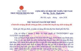 Thư ngỏ của Cục Thuế TP Hà Nội về chính sách thu tiền sử dụng đất khi chuyển mục đích sử dụng đất