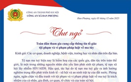 Thư ngỏ toàn dân tham gia cung cấp thông tin tố giác tội phạm và vi phạm pháp luật về ma túy
