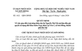 Quyết định về việc giao đất ở tại nông thôn cho bà Nguyễn Thị Yến tại khu đấu giá quyền sử dụng đất Khu Sườn Trại, thôn Lại Yên 1, xã Sơn Đồng, thành phố Hà Nội
