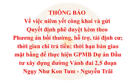 Thông báo về việc chi trả tiền bồi thường, hỗ trợ GPMB Dự án Vành đai 2,5 (đoạn Ngụy Như Kon Tum - Nguyễn Trãi) trên địa bàn phường Thanh Xuân