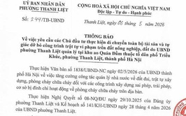 Thông báo thực hiện di chuyển toàn bộ tài sản và tự giác dỡ bỏ công trình trật tự vi phạm trên đất nông nghiệp