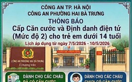 Công an phường Hai Bà Trưng: Thông báo Lịch cấp căn cước và định danh điện tử (mức độ 2) cho trẻ em dưới 14 tuổi.