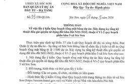 XÃ SÓC SƠN TỔ CHỨC LẤY Ý KIẾN QUY HOẠCH TỔNG MẶT BẰNG DỰ ÁN: XÂY DỰNG HẠ TẦNG KỸ THUẬT ĐẤU GIÁ QUYỀN SỬ DỤNG ĐẤT KHU ĐẤT NO1-NO2, THUỘC Ô V1-2 QUY HOẠCH PHÂN KHU 5 XÃ SÓC SƠN