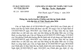 UBND xã Vĩnh Thanh ban hành Kế hoạch thông tin, tuyên truyền về kiểm soát thủ tục hành chính năm 2026