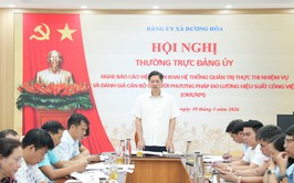 Thường trực Đảng uỷ xã nghe cáo báo công tác triển khai hệ thống OKR/KPI trên không gian làm việc số HanoiWork 