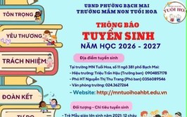 TRƯỜNG MẦM NON TUỔI HOA:
THÔNG BÁO TUYỂN SINH NĂM HỌC 2026 – 2027