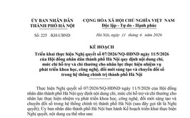 TRIỂN KHAI THỰC HIỆN NGHỊ QUYẾT SỐ 07/2026/NQ-HĐND NGÀY 11/5/2026 CỦA HĐND THÀNH PHỐ QUY ĐỊNH NỘI DUNG CHI, MỨC HỖ TRỢ VÀ CHI THƯỞNG CHO NHÂN LỰC THỰC HIỆN NHIỆM VỤ PHÁT TRIỂN KH,CN,CĐS TRONG HỆ THỐNG CHÍNH TRỊ TP HÀ NỘI