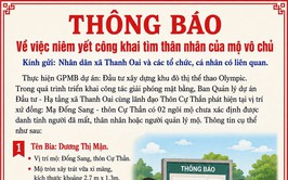 THÔNG BÁO Về việc niêm yết công khai tìm thân nhân của mộ vô chủ