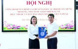 Chiều 18/6/2026, UBND xã Hát Môn tổ chức Hội nghị chuyển giao các Hội do Đảng, Nhà nước giao nhiệm vụ trên địa bàn xã về trực thuộc Ủy ban MTTQ Việt Nam xã Hát Môn và triển khai một số nhiệm vụ.