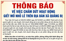 Xã Quảng Bị thông báo chấm dứt hoạt động giết mổ gia súc, gia cầm nhỏ lẻ từ ngày 26/6/2026