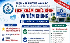 THÔNG BÁO LỊCH KHÁM CHỮA BỆNH VÀ TIÊM CHỦNG TUẦN TỪ 22 – 26/6/2026