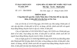 CÔNG KHAI KẾT QUẢ LẤY Ý KIẾN NHÂN DÂN VỀ DỰ THẢO ĐỀ ÁN SẮP XẾP THÔN, TỔ DÂN PHỐ