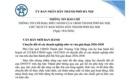 THÔNG TIN BÁO CHÍ THÔNG TIN CHỈ ĐẠO, ĐIỀU HÀNH CỦA UBND THÀNH PHỐ HÀ NỘI,  CHỦ TỊCH ỦY BAN NHÂN DÂN THÀNH PHỐ HÀ NỘI (Ngày 18/6/2026)
