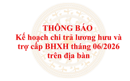 Thông báo: Kế hoạch chi trả lương hưu và trợ cấp BHXH tháng 06/2026 trên địa bàn